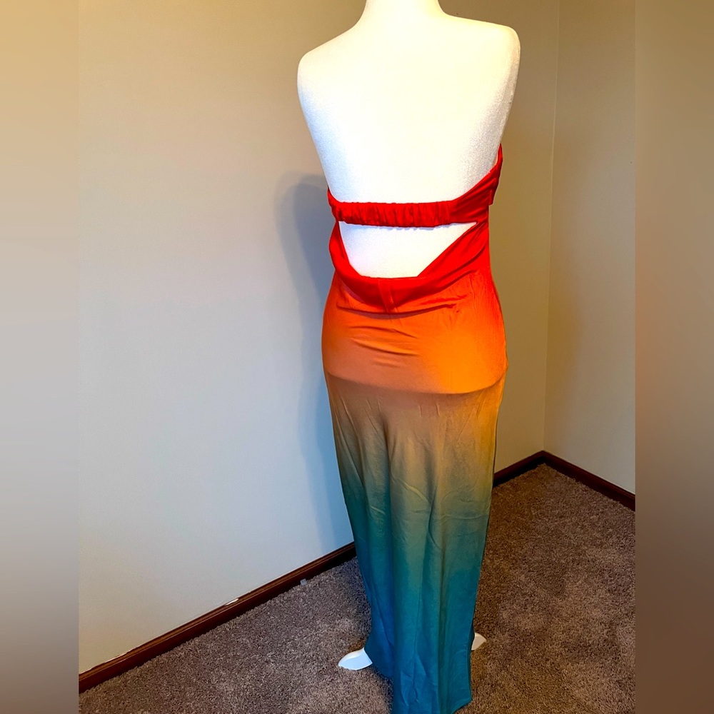 Hello Molly “Melting with Love” satin maxi dress multi, size XL